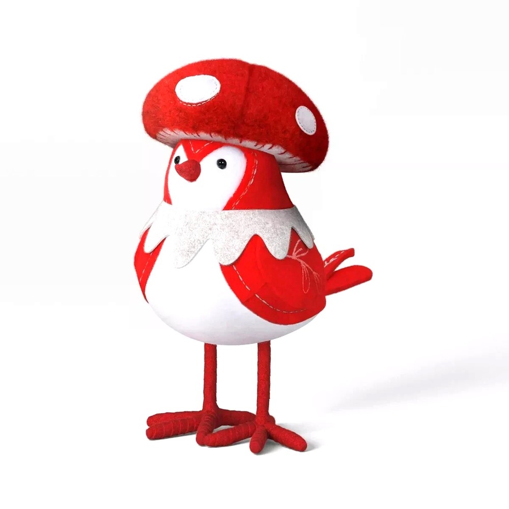 Target NWT Featherly Friends Capster Fabric Bird Red White Mushroom Fall‎  2024
